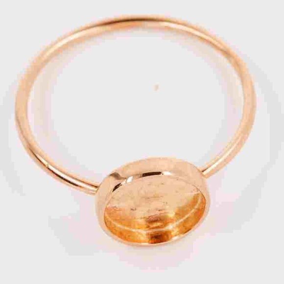 Ring Argentium Silver 14K Rose Gold Cabochon Blank Setting 8mm