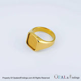 16mm Tungsten 14k Gold-Plated Signet Style Ring Core Blank - Opal & Findings