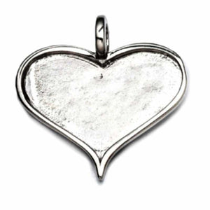 23mm Sterling Silver Heart Pendant Bezel Tray Mounting - Opal & Findings