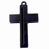 Large Black Zirconia Ceramic Cross Bezel Channel Inlay Blank - Opal & Findings