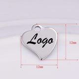 Small Heart Logo Tag - Stainless Steel - Opal & Findings