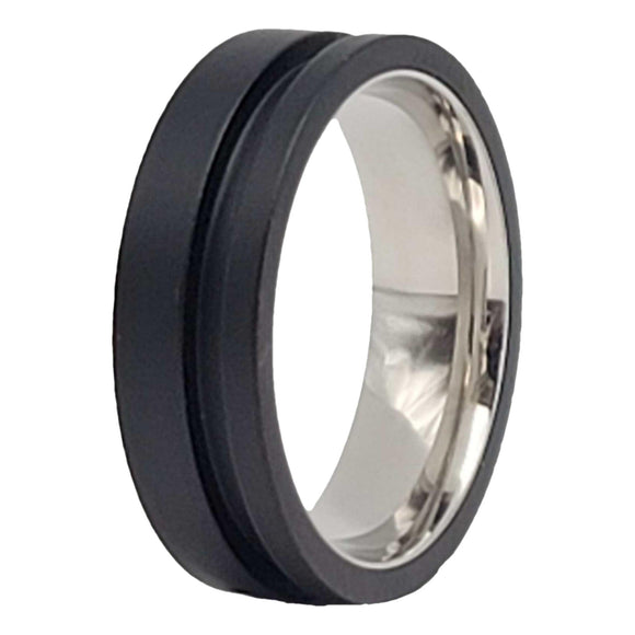 8mm African Ebony Stainless Steel Ring Core Blank OFFSET