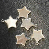 19mm Stainless Steel Star Bezel Tray Pendants - 10 Pack - Opal & Findings