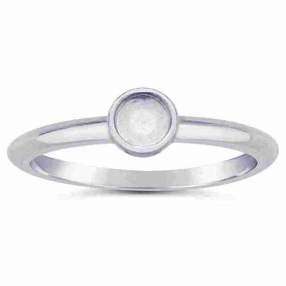 Sterling Silver Round Cabochon Ring Mounting - 4mm - Opal & Findings