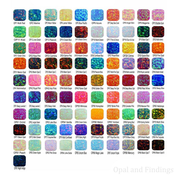 Opal and Findings Color chart  is your premium supplier of inlay materials for jewelry and ring making supplies. We also also the only company to supply 100% of all the colors in the USA.