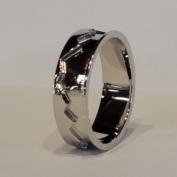 8MM Rocky Mountain Design .960 Silver Ring Blank for Inlay