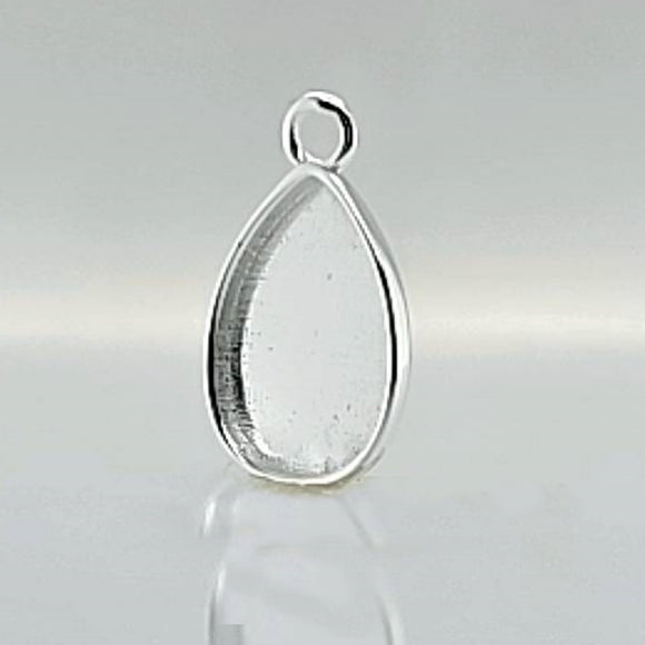 Argentium Silver Teardrop Pendant Blank Small 13mm x 9mm