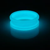 A glowing blue translucent ceramic glow ring or collar, shown on a solid black background with a soft reflection underneath.