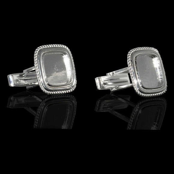 ARGENTIUM SILVER AND GOLD ROPE FRAME BLANK CUFFLINKS