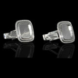 ARGENTIUM SILVER AND GOLD ROPE FRAME BLANK CUFFLINKS