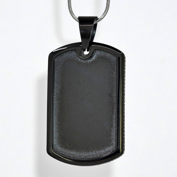 Black Stainless Steel Chiseled Dog Tag Pendant Without Chain