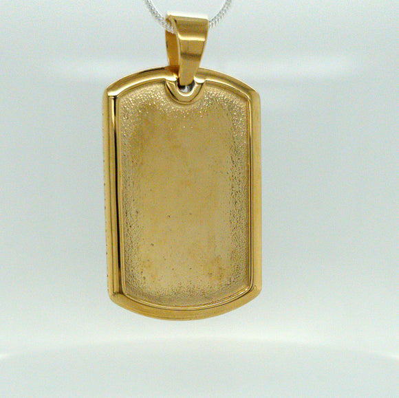 Gold Plated Stainless Steel Chiseled Dog Tag Pendant Without Chain