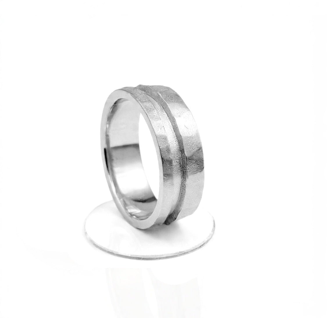 8mm .960 Argentium Silver Hammered Offset Channel Ring Blank – Opal ...