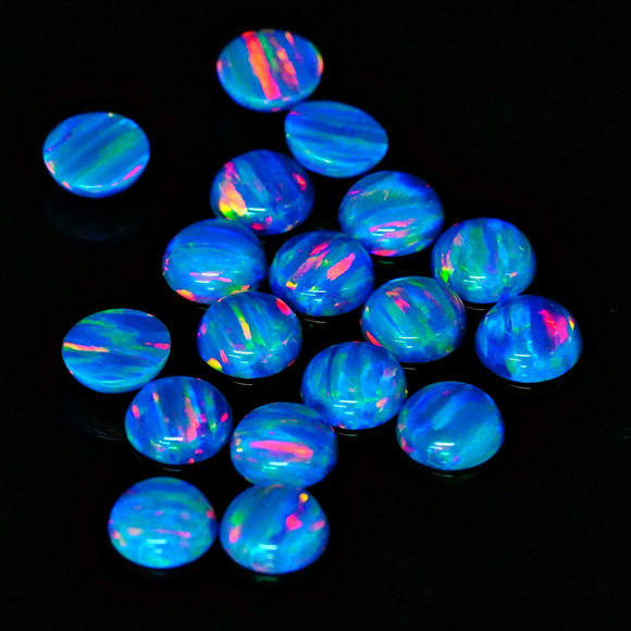 6mm Round Synthetic Opal Cabochon - OP01 Multi Teal