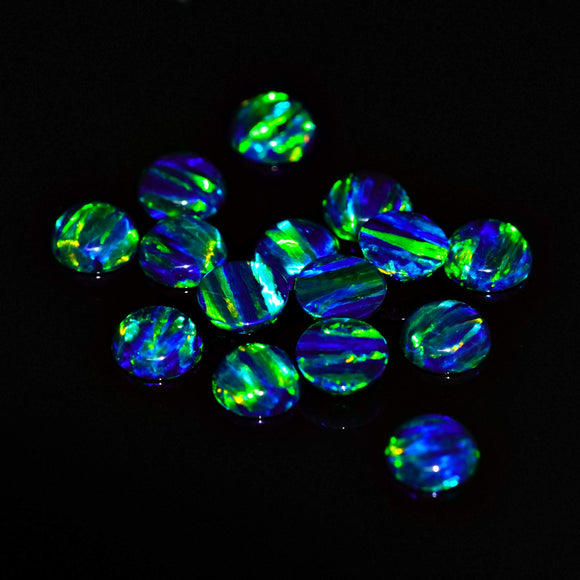 6mm Round Synthetic Opal Cabcohon - OP13 Peacock
