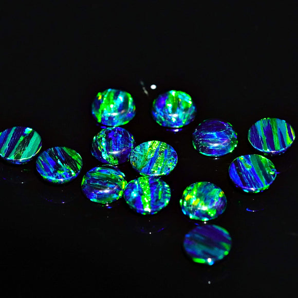 6mm Round Synthetic Opal Cabochon - OP19 Black Opal 1