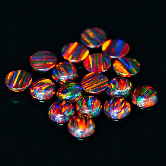6mm Round Synthetic Opal Cabochon - OP20 Multi Cherry