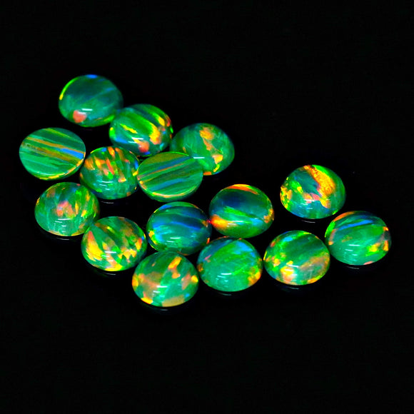 6mm Round Synthetic Opal Cabochon - OP21 Green Olive