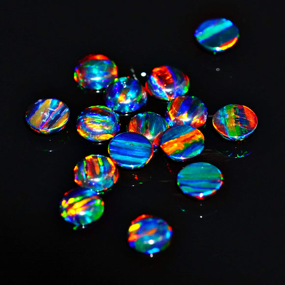 6mm Round Synthetic Opal Cabochon - OP32 Black Opal 2