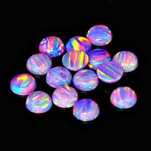 6mm Round Synthetic Opal Cabcochon - OP38 Multi Lavender
