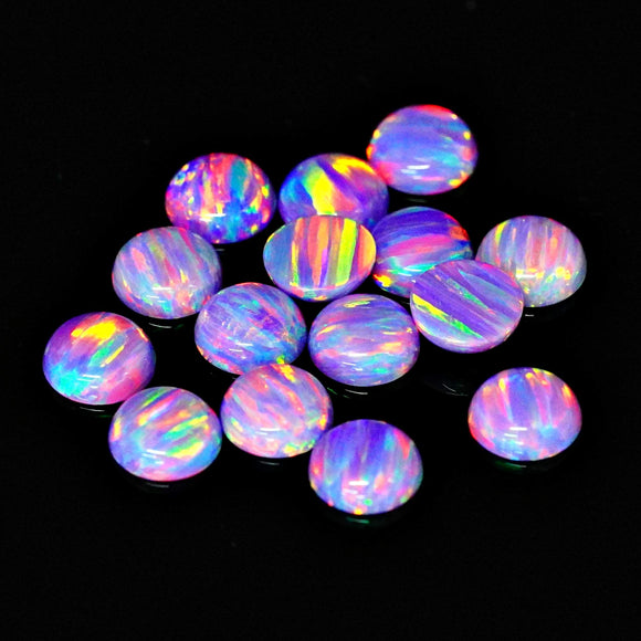6mm Round Synthetic Opal Cabcochon - OP38 Multi Lavender