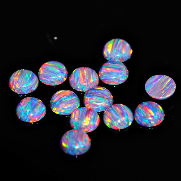 6mm Round Synthetic Opal Cabochon - OP77 Royal Blue Grey