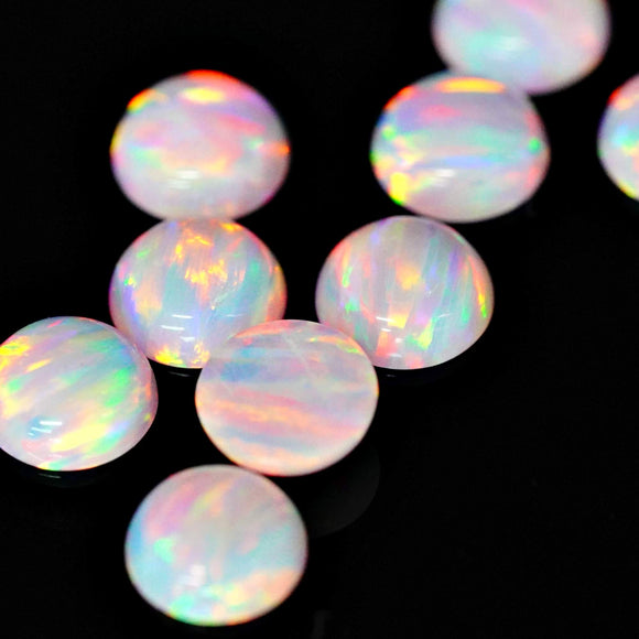 6mm Round Synthetic Opal Cabochon - OP83 Pink Snow