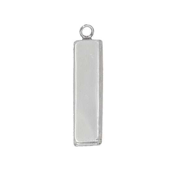 28x7mm .925 Silver Rectangle Bezel Pendant Blank