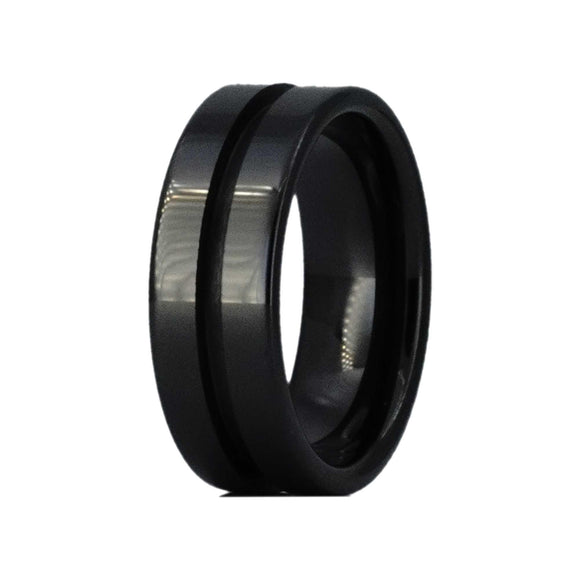 8mm Thin Line Black Ceramic Blank Ring