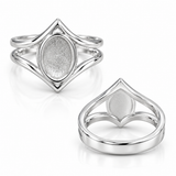 .960 Argentium Silver Oval Inlay Ring Blank – 6mm x 8mm Center Setting