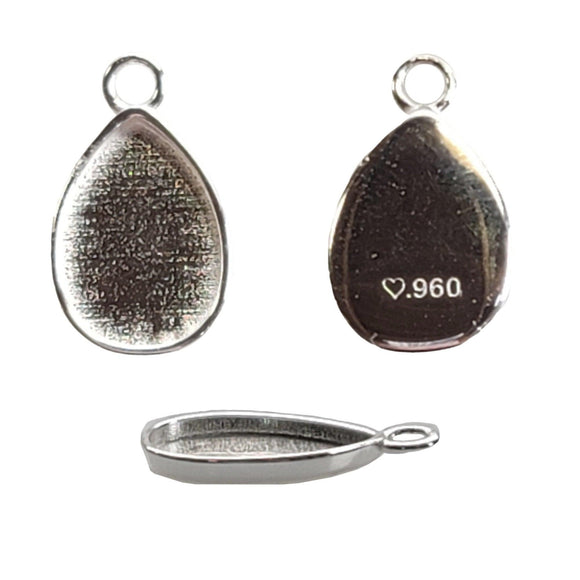 2mm Mini .960 Argentium Silver Teardrop Pendant Blank