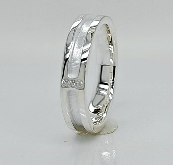 Argentium 3 Stone Diamond Channeled Ring Blank