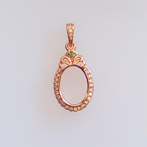 R3 Rose Gold Plated Oval Pendant Blank Setting