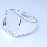 .960 Argentium Silver Square Shape Signet Ring Core Blank - Opal & Findings