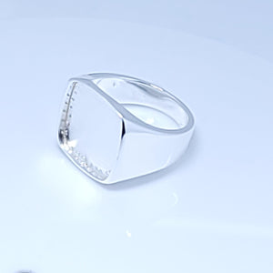 .960 Argentium Silver Square Shape Signet Ring Core Blank - Opal & Findings