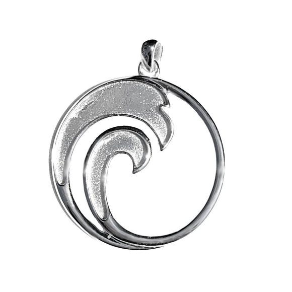 .960 Silver Wave Pendant Bezel Charm