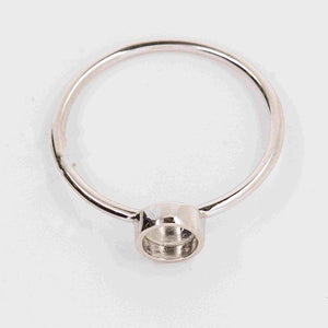 Ring Argentium Silver Cabochon Blank Setting 4mm With 1mm Shank