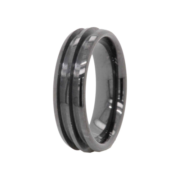 6mm Black Zirconia Ceramic Ring Core Blank Double Channel for Inlay