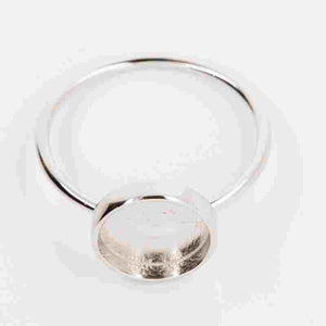 Ring Argentium Silver Cabochon Blank Setting 8mm Round With 1mm Shank
