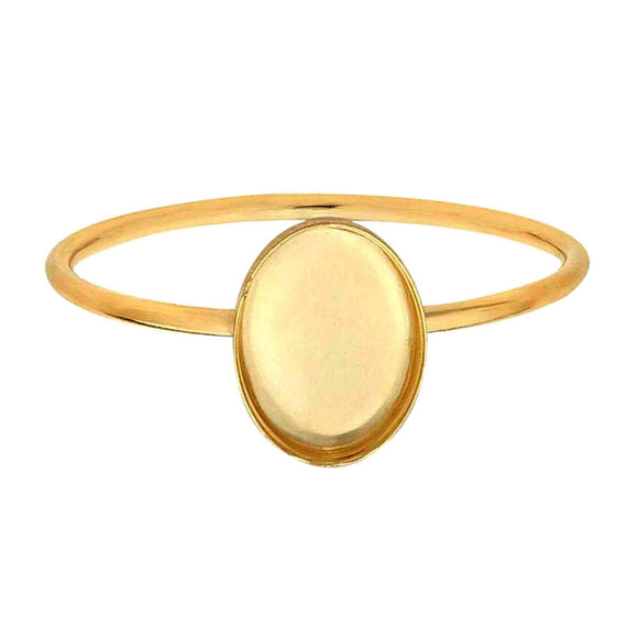 Yellow Gold-Filled Oval Cabochon Ring Mounting 8 x 6mm