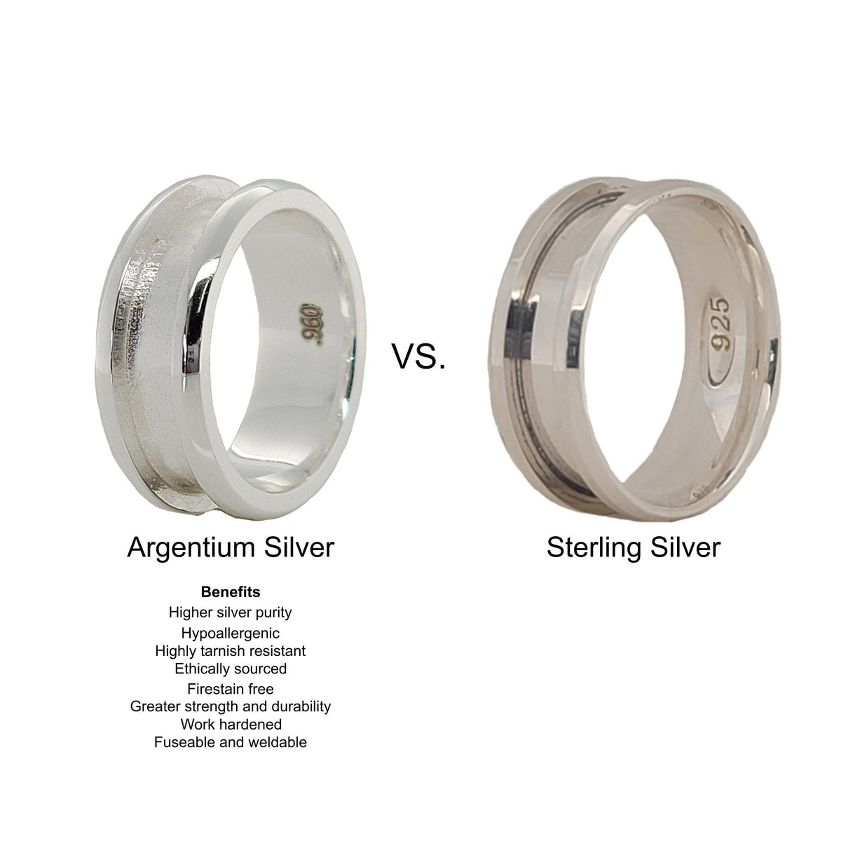 Silver Riag Argentium Silver 6mm Ring Core Blank Channel Inlay Custom DIY Rings ...