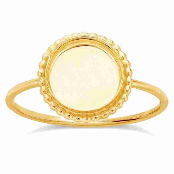 Beaded Round Cabochon Ring Blank Gold-Filled 8mm Bezel Mount - Opal & Findings