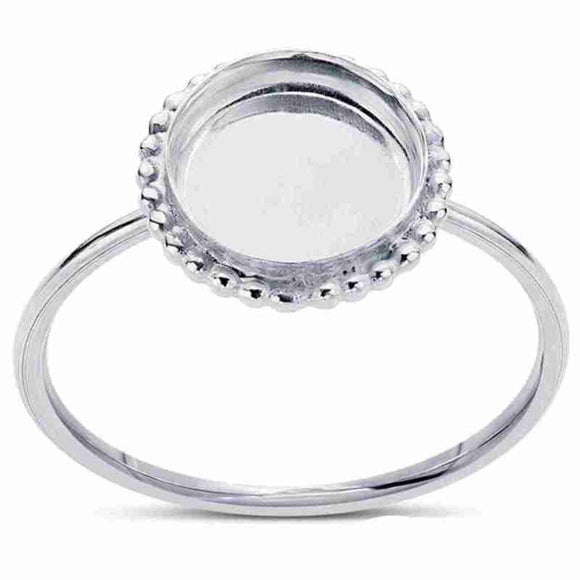 Sterling Silver Ring Blank 8mm Round Bezel Tray Ring Mounting - Opal & Findings