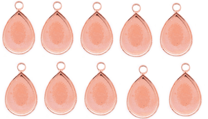 13x18mm Rose Gold-Plated Teardrop Pendant Bezel Tray Blanks 10 Pack - Opal & Findings