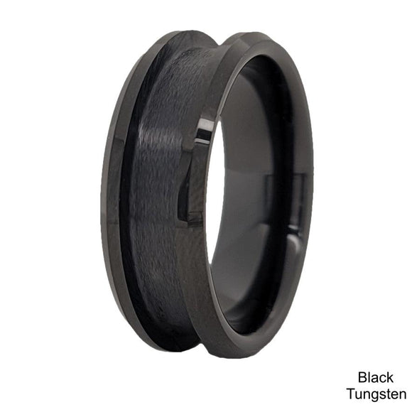 8mm Black Plated Tungsten Ring Core Blank Channel Inlay