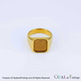 16mm Tungsten 14k Gold-Plated Signet Style Ring Core Blank - Opal & Findings