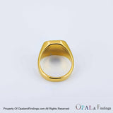 16mm Tungsten 14k Gold-Plated Signet Style Ring Core Blank - Opal & Findings