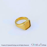 16mm Tungsten 14k Gold-Plated Signet Style Ring Core Blank - Opal & Findings