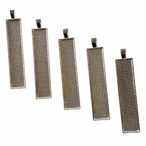 2" Rectangle Cabochon Bezel Tray Base Blank Pendants 5-Pack - Opal & Findings