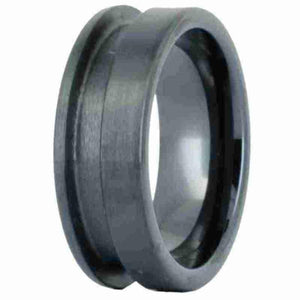 7.5mm Black Zirconia Ceramic Ring Core Blank Offset Channel Inlay - Opal & Findings